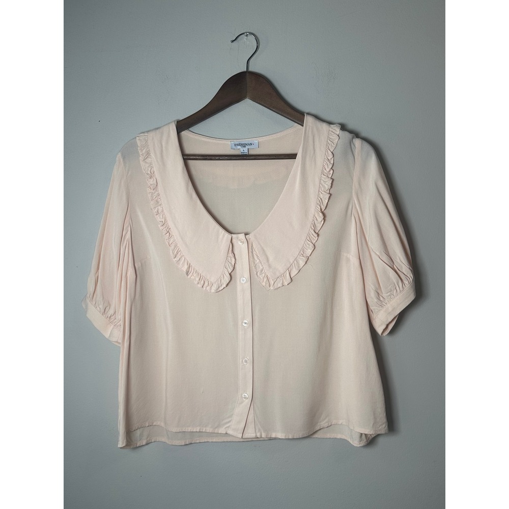 Freshman 1996 Pink Ruffle Peter Pan Collar Puff Coquette Blouse Large